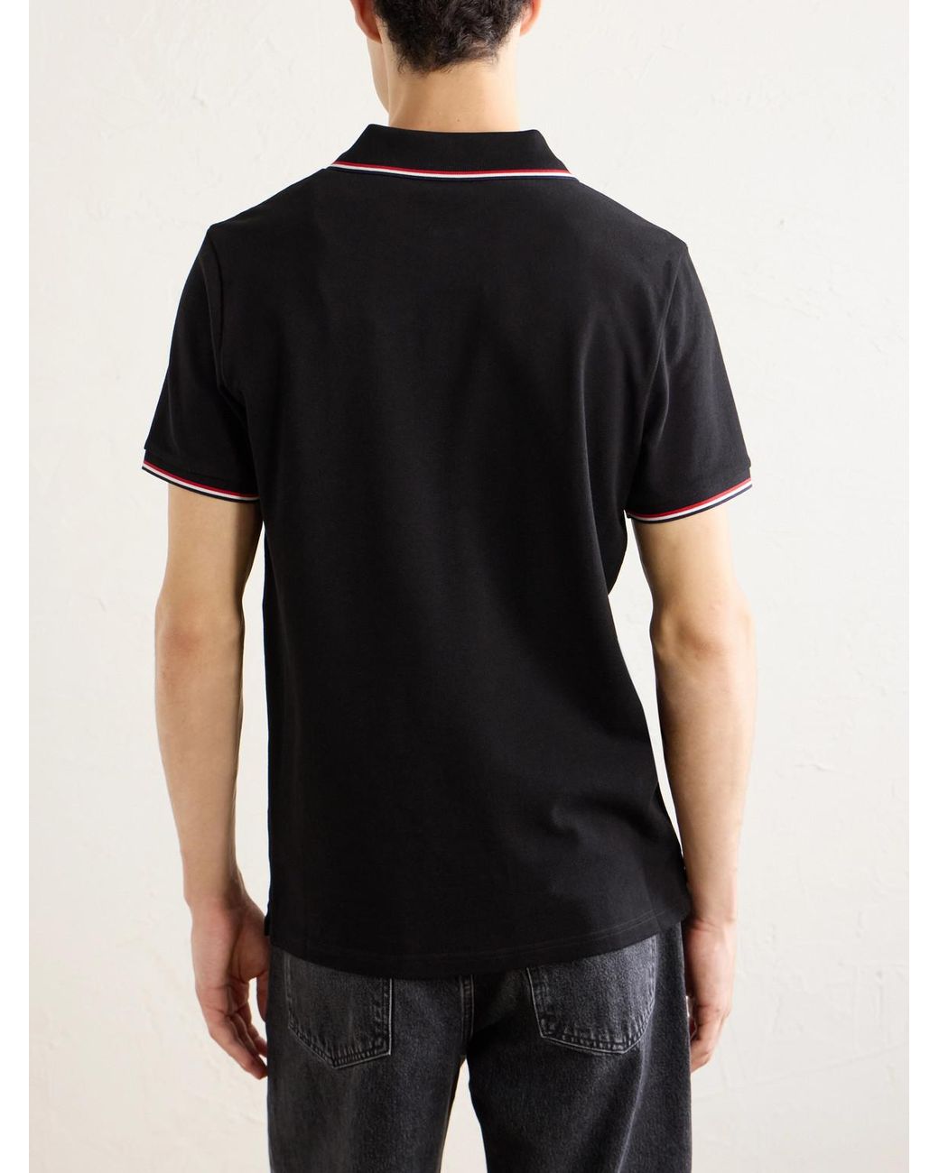 Moncler Black Logo-Appliquéd Cotton-Piqué Polo Shirt for men