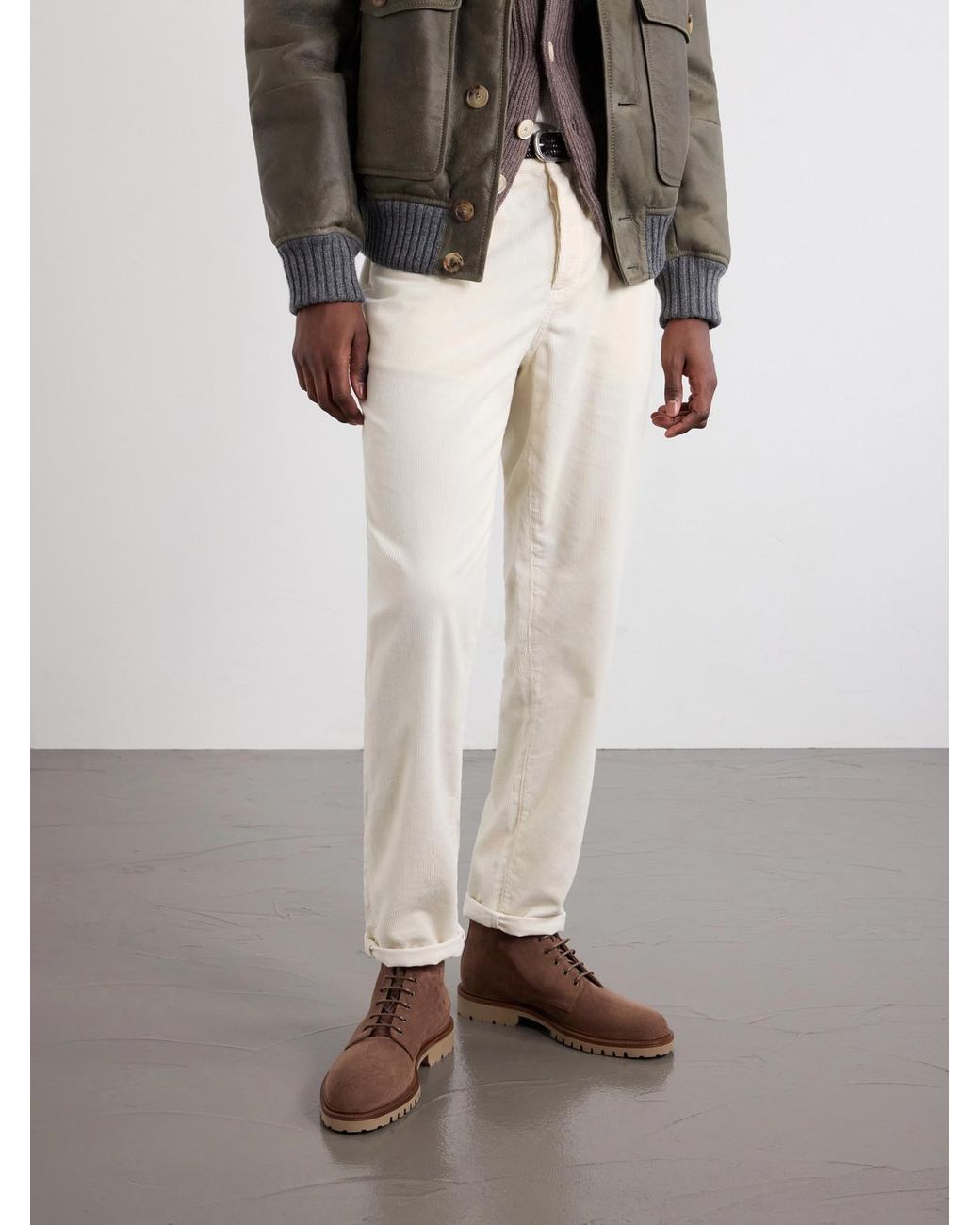 Brunello Cucinelli Brown Suede Lace-Up Boots for men
