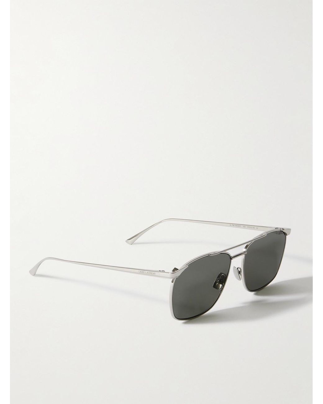 Saint Laurent Gray Aviator-Style-Tone Sunglasses for men
