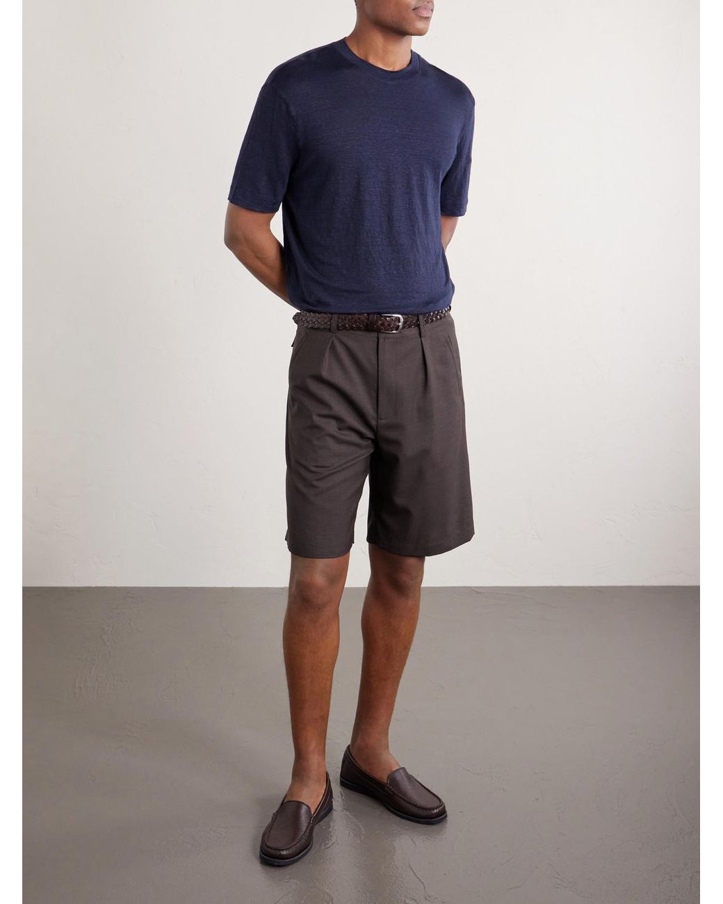 Thom Sweeney Blue Linen-blend T-shirt for men