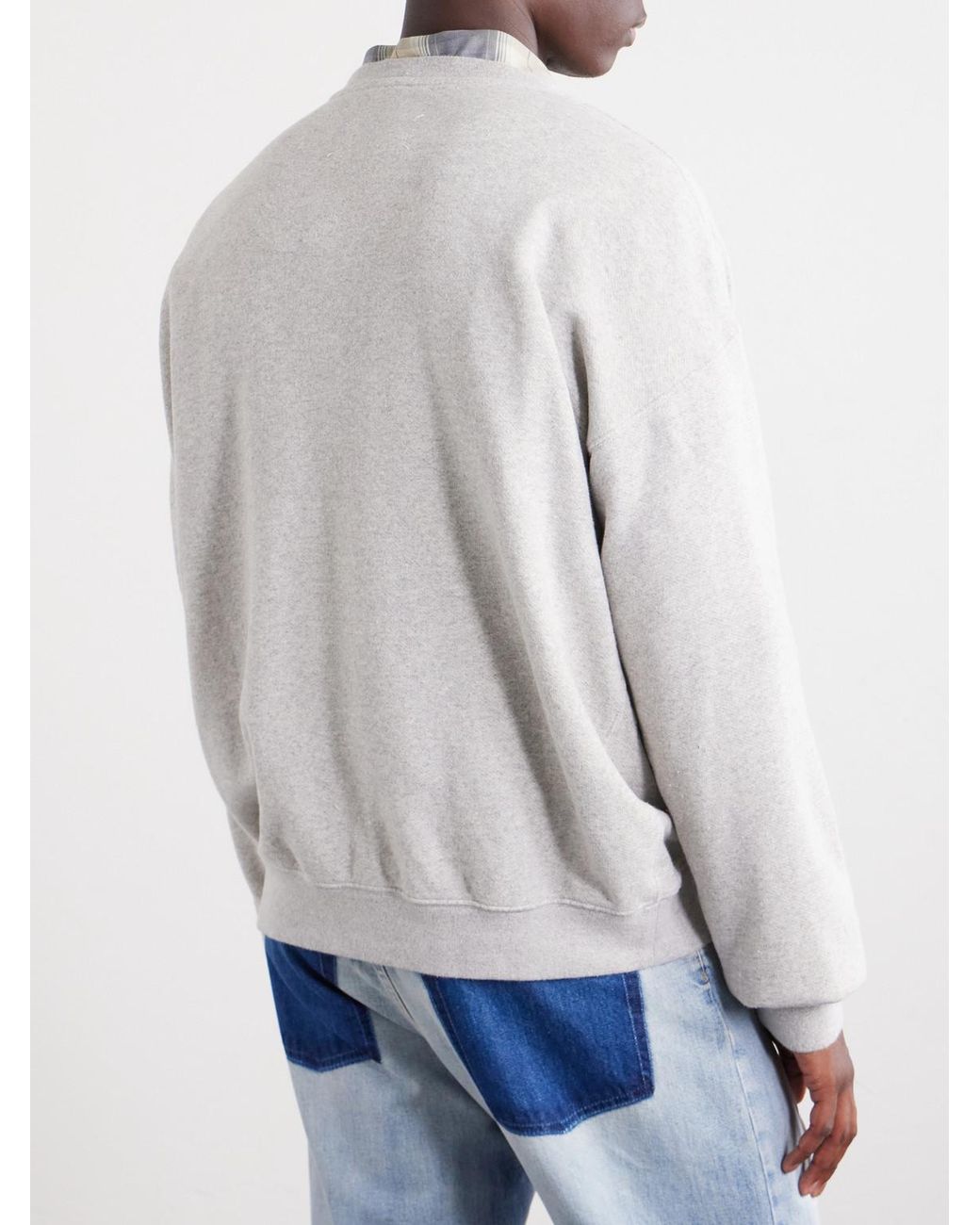 Maison Margiela White Double Layered Cotton-Fleece Sweatshirt for men