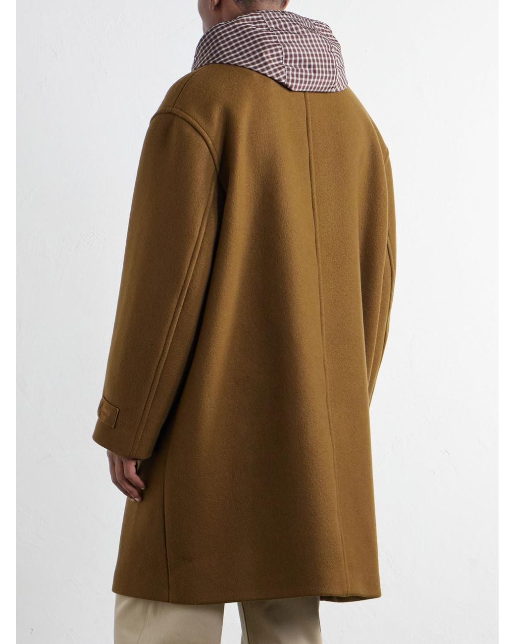 Loewe Natural Double-Breasted Hooded Wool-Blend Felt Coat for men