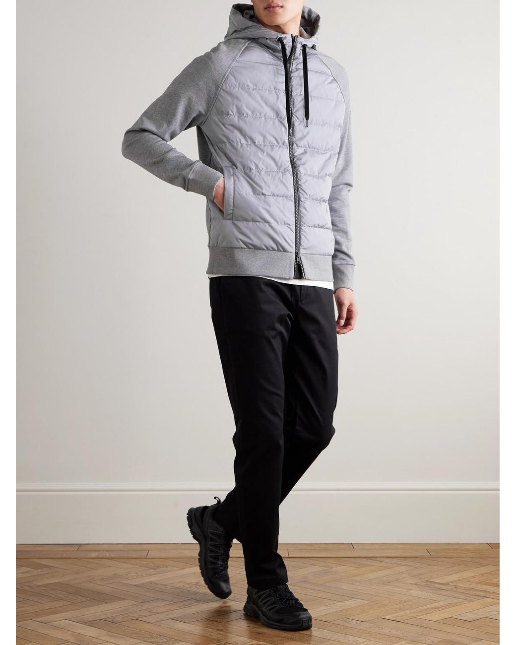 Canada Goose Gray Hybridge Huron Quilted Shell And Cotton-Jersey Down Jacket for men