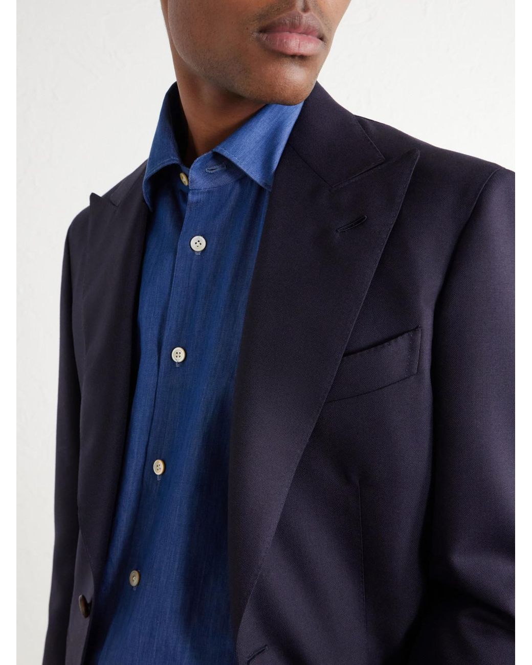 Kiton Blue Denim Shirt for men