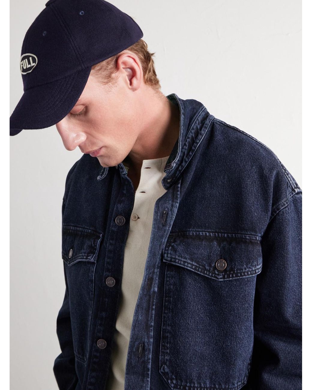 Fullcount Blue Logo-Appliquéd Wool-Blend Cap for men