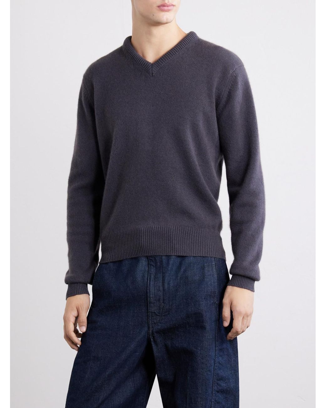 Lemaire Blue Cashmere Sweater for men