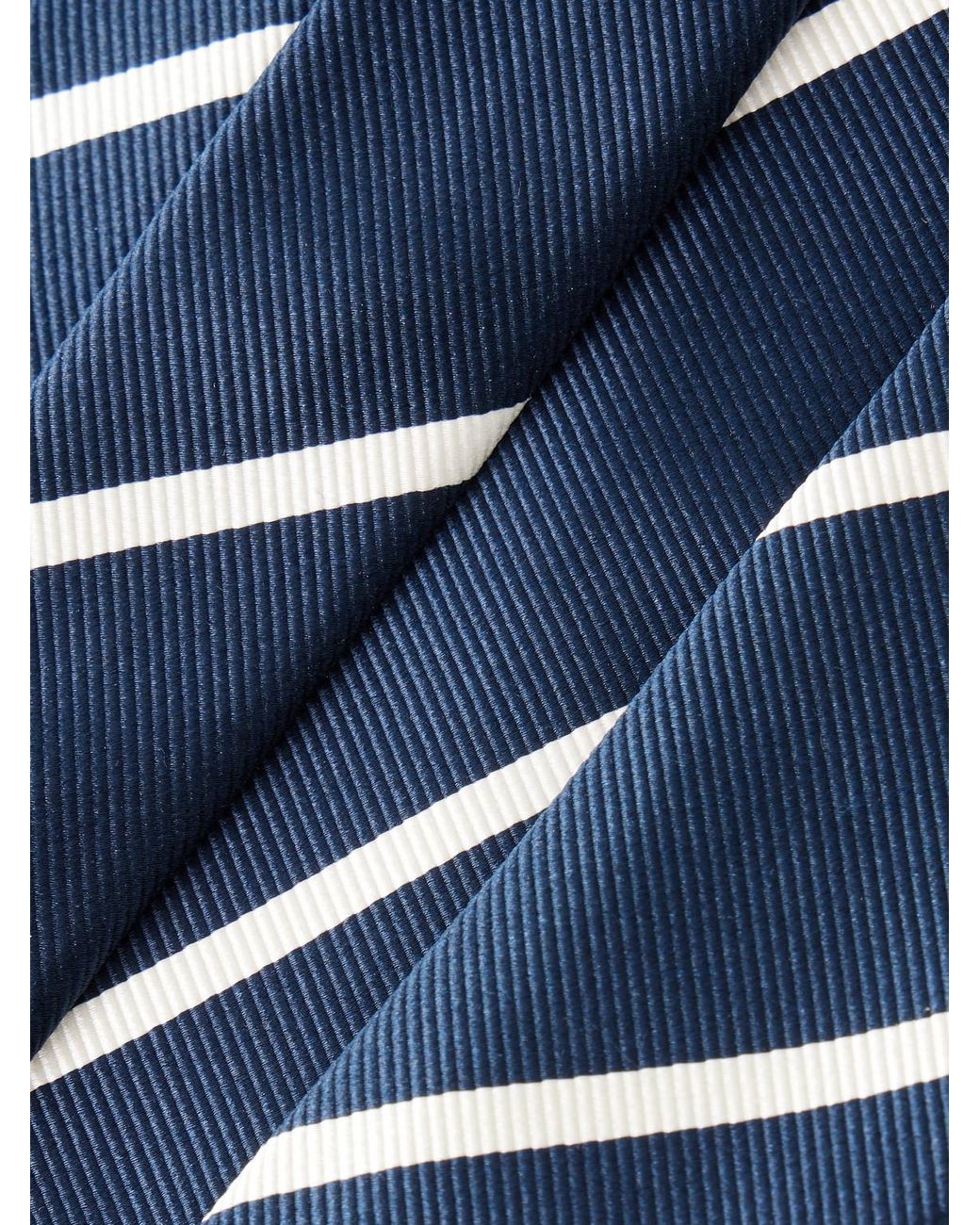 Drake's Blue 7Cm Striped Silk Tie for men