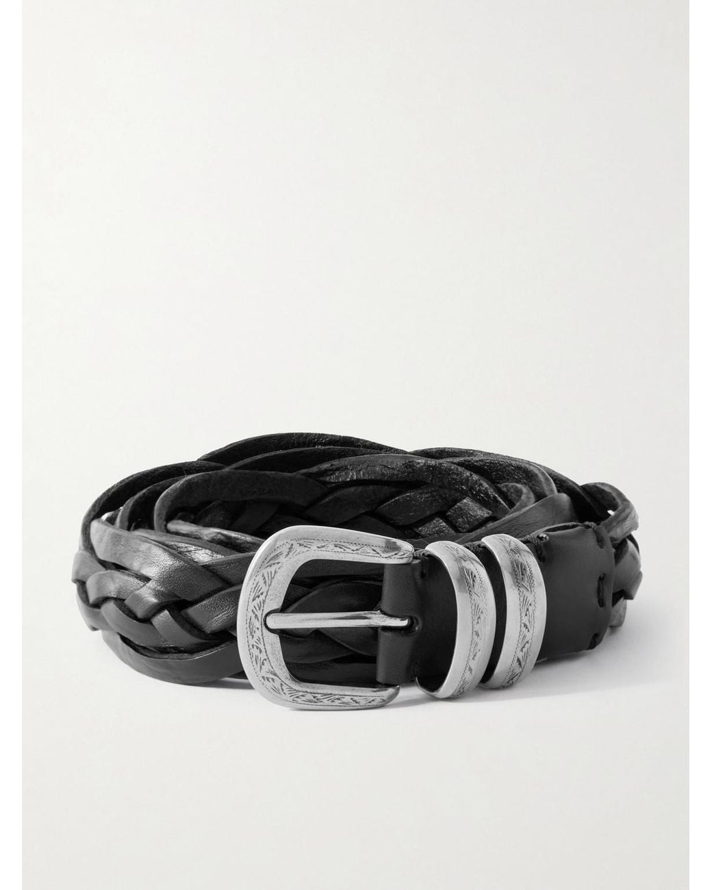 Brunello Cucinelli Black 3Cm Woven Leather Belt for men