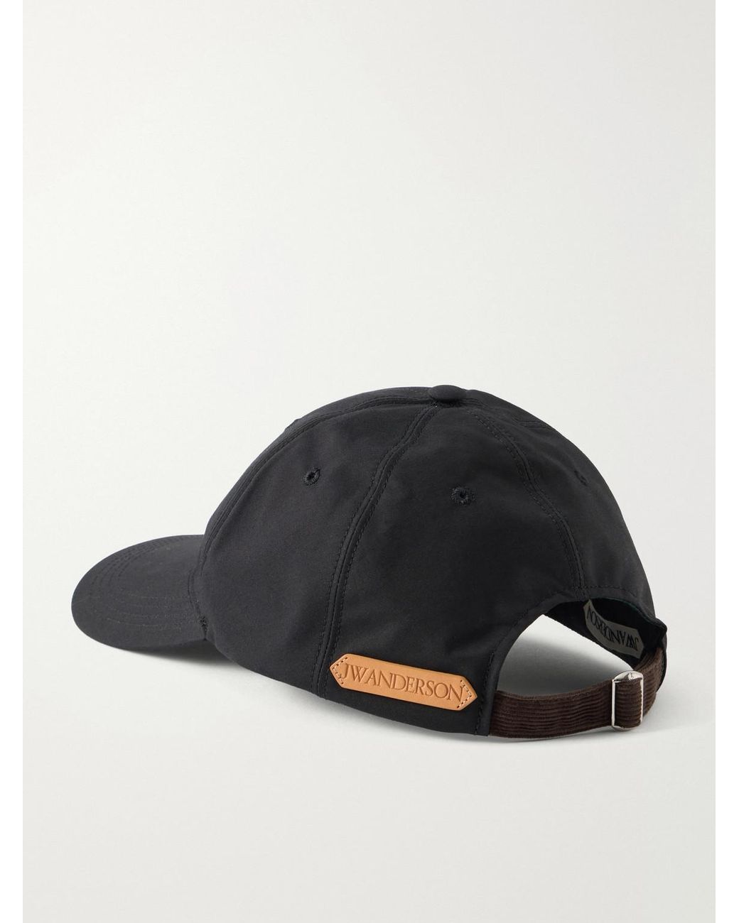 J.W. Anderson Black Logo-Embroidered Corduroy-Trimmed Waxed Cotton Baseball Cap for men