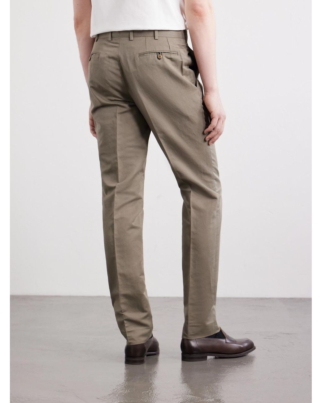 Brioni Natural Straight-Leg Linen And Cotton-Blend Trousers for men
