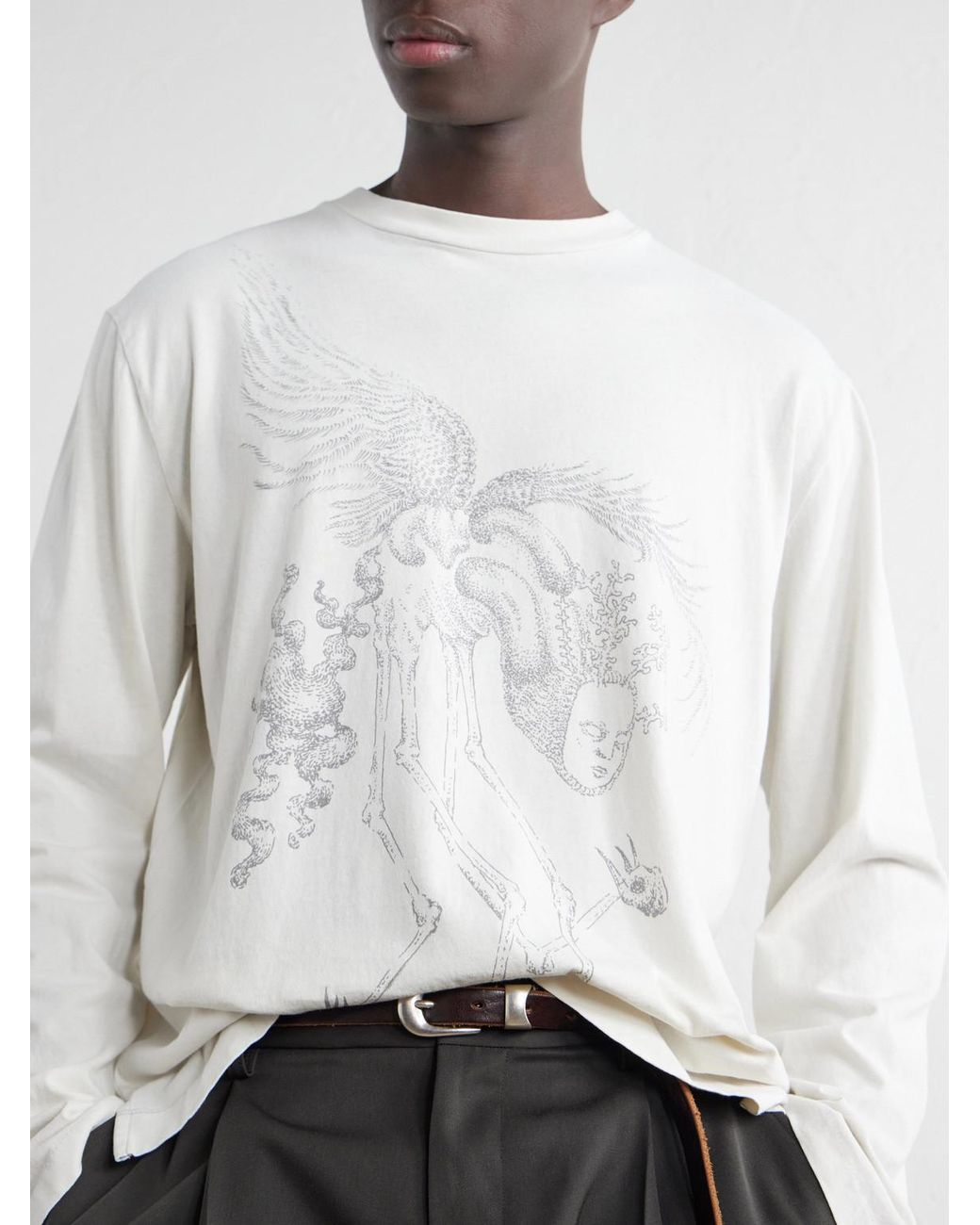 Our Legacy Natural Printed Cotton-Jersey T-Shirt for men