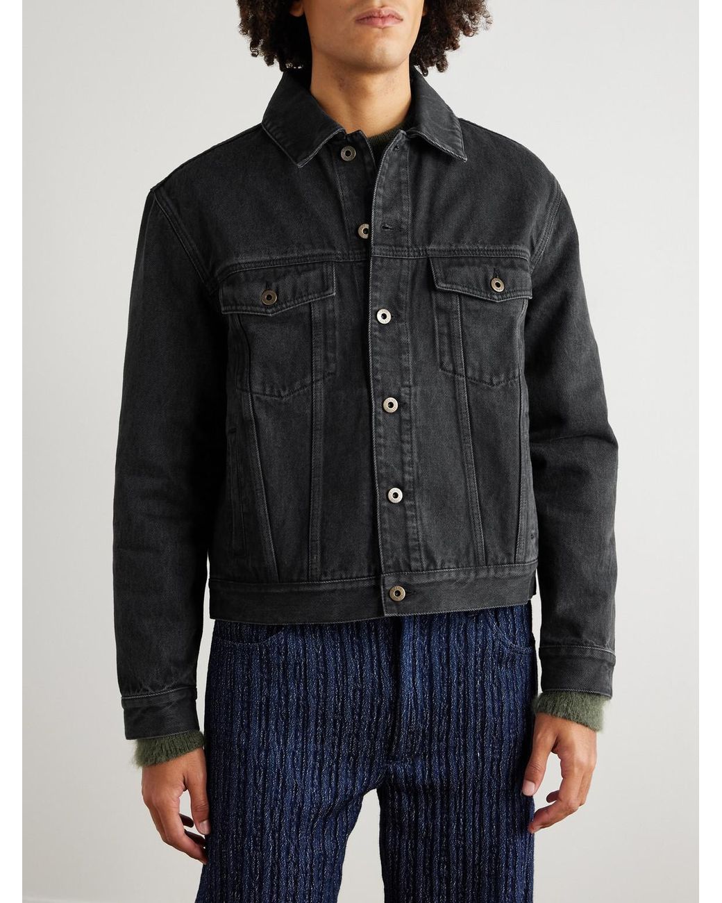 Loewe Black Anagram Logo-appliquéd Denim Jacket for men