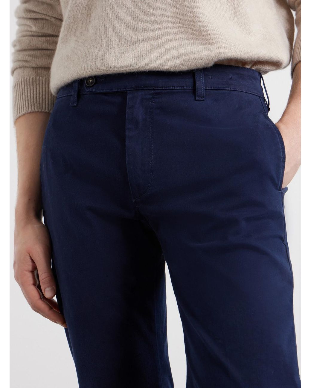 Massimo Alba Blue Winch Straight-leg Cotton-blend Twill Trousers for men