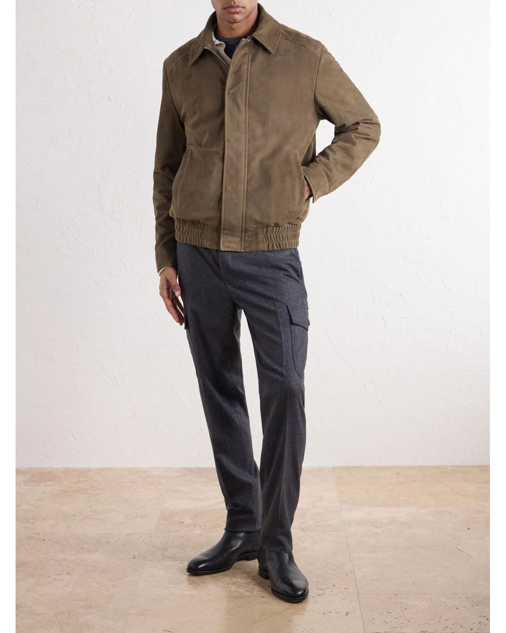 Slowear Brown Montedoro Suede Blouson Jacket for men