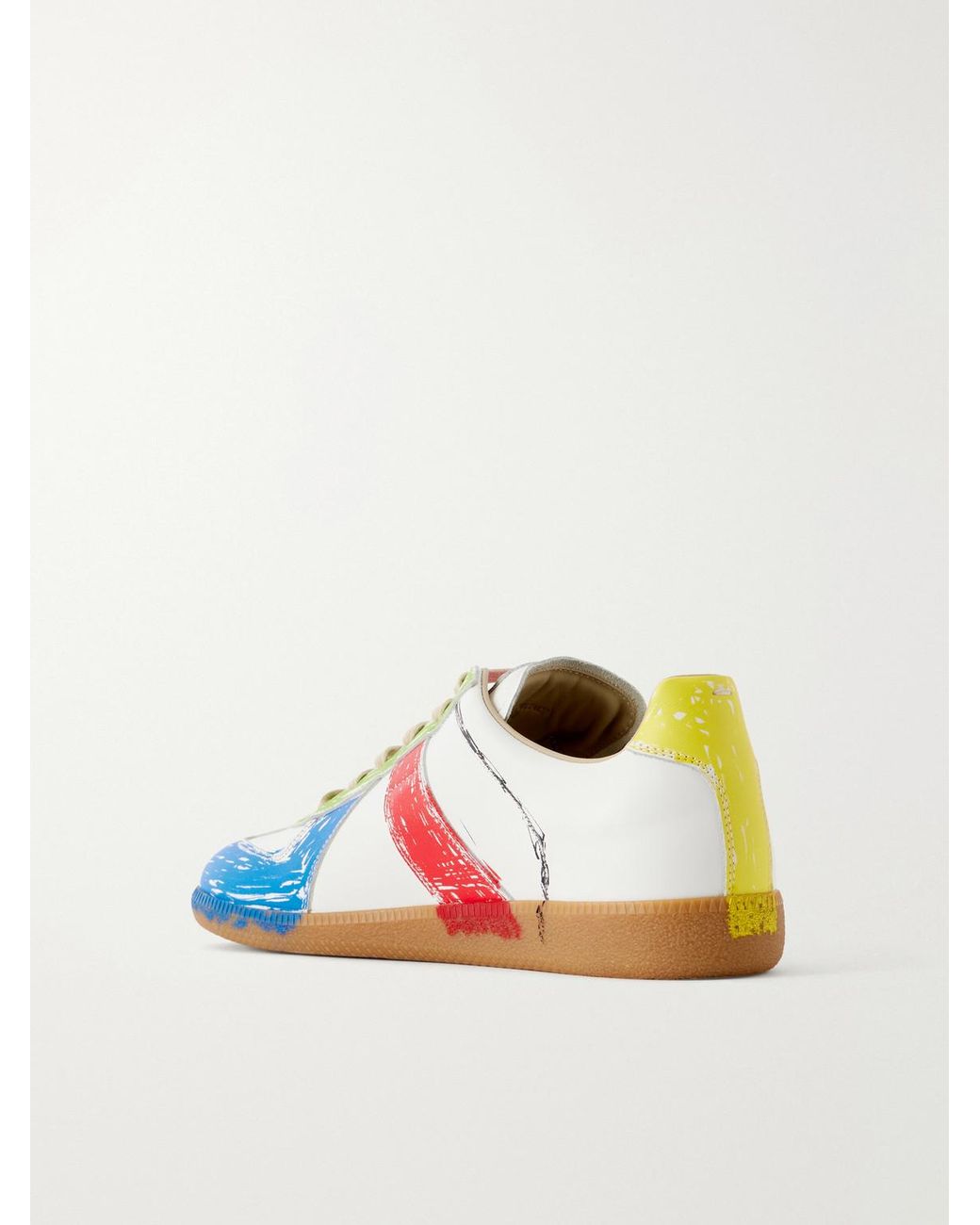 Maison Margiela Blue Replica Painted-Effect Leather Sneakers for men