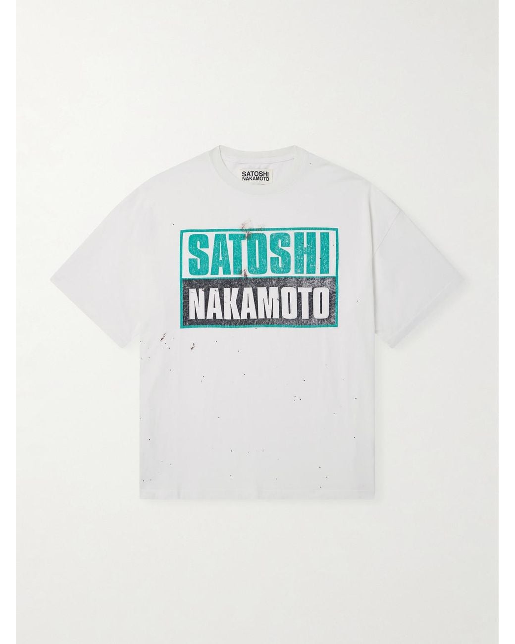 Satoshi Nakamoto Blue Minute Logo-Print Distress Cotton-Jersey T-Shirt for men