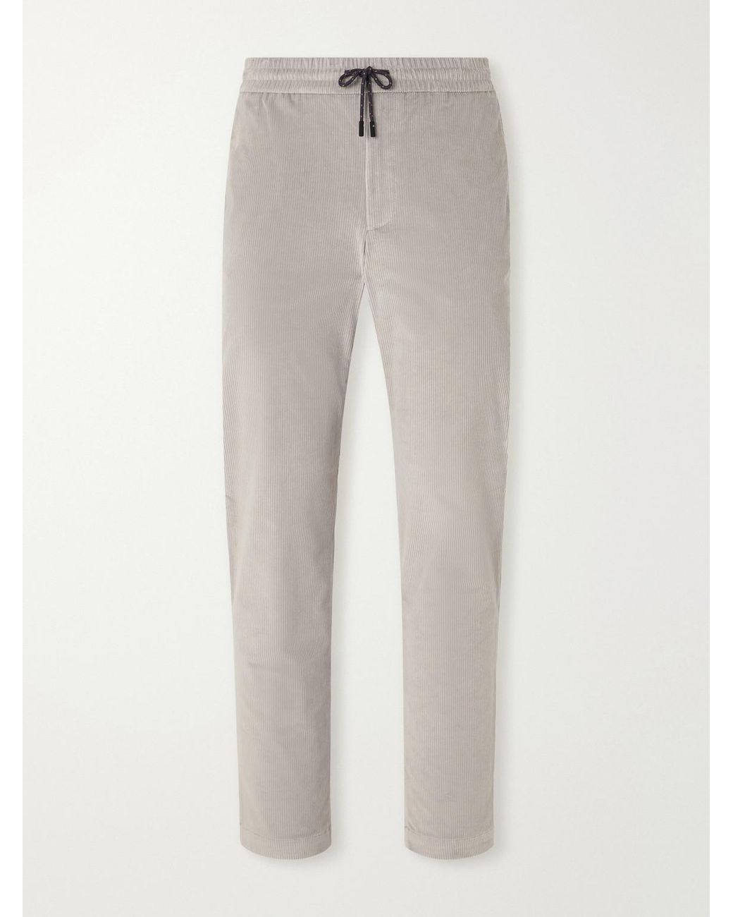 Sease Gray Mindset Slim-Fit Cotton-Blend Corduroy Drawstring Trousers for men