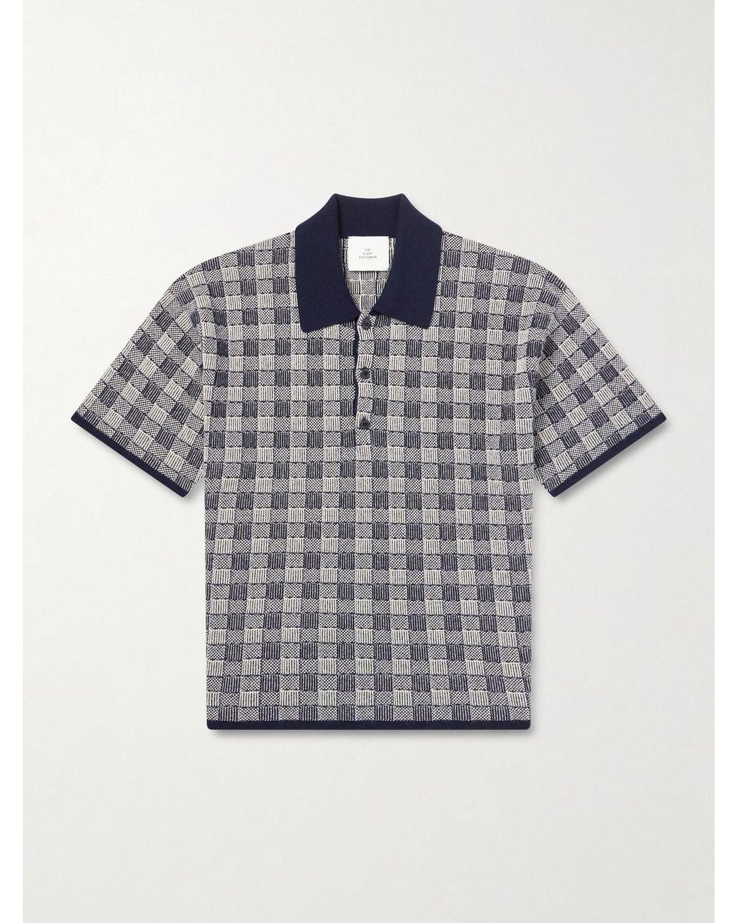 The Elder Statesman Gray Checked Cashmere Polo Shirt for men