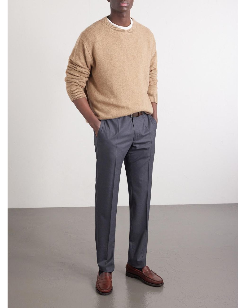 Slowear Gray Slim-Fit Wool Trousers for men