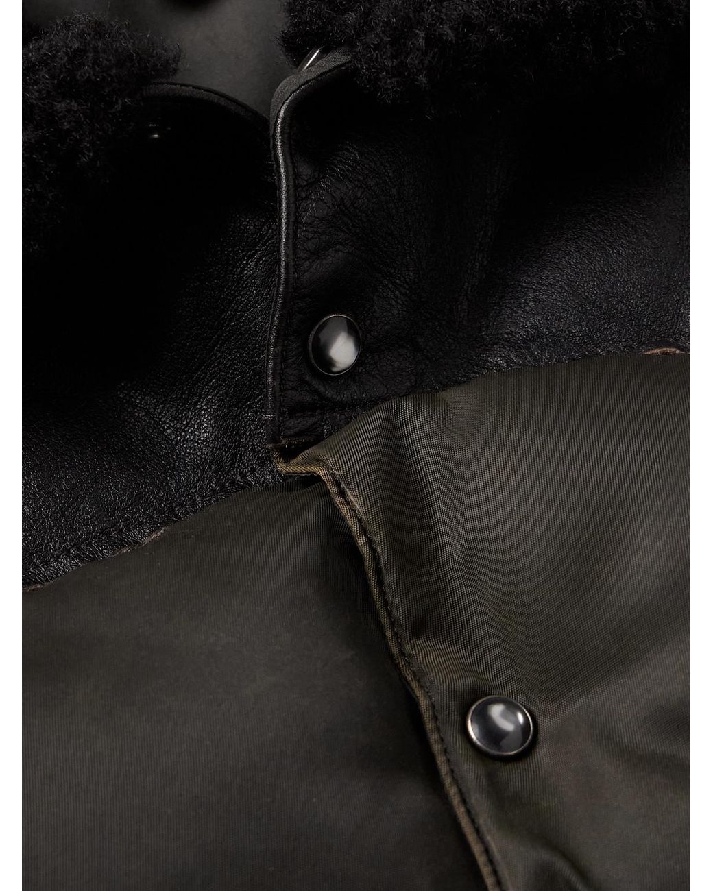 RRL Shearling-Collar Leather-Yoke Jacket in Black for Men | Lyst