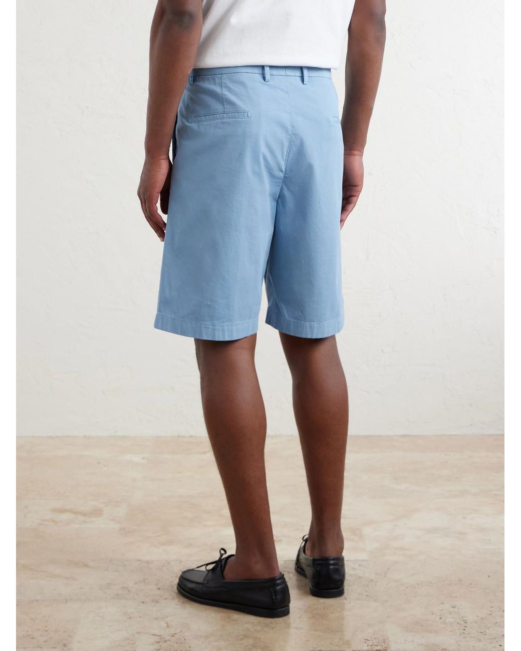 Boglioli Blue Straight-Leg Cotton-Blend Shorts for men