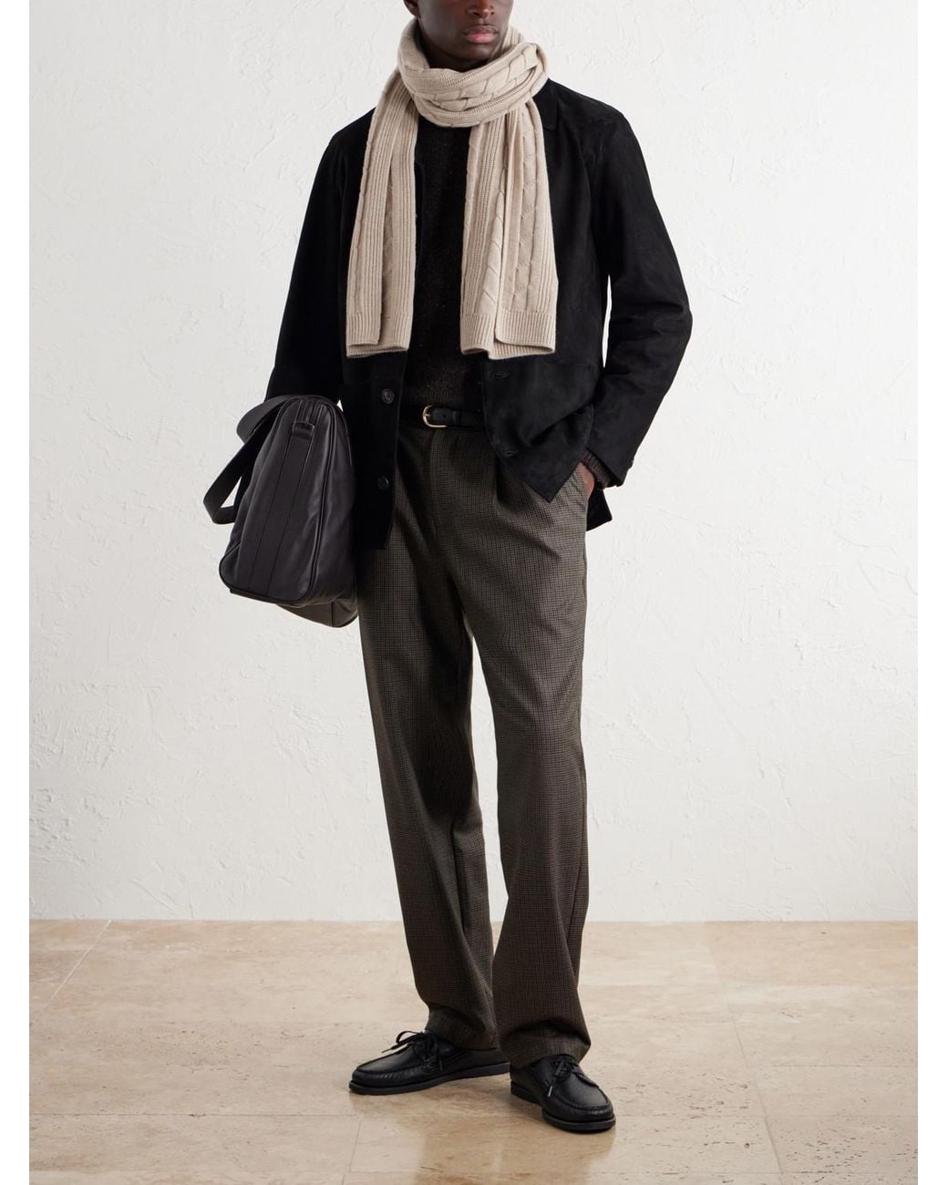 Zegna Natural Cable-Knit Cashmere Scarf for men