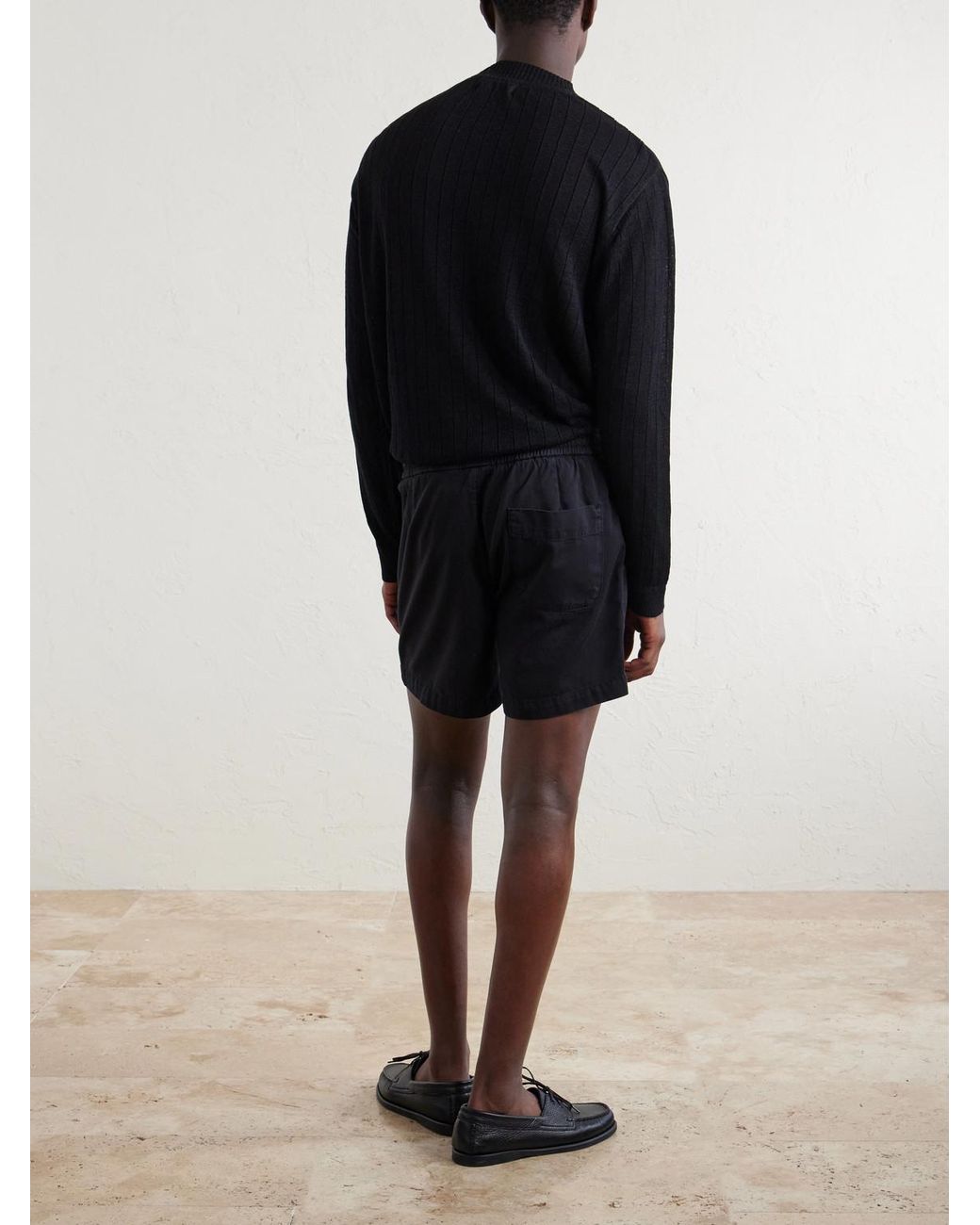 Mr P. Blue Straight-Leg Cotton Drawstring Shorts for men