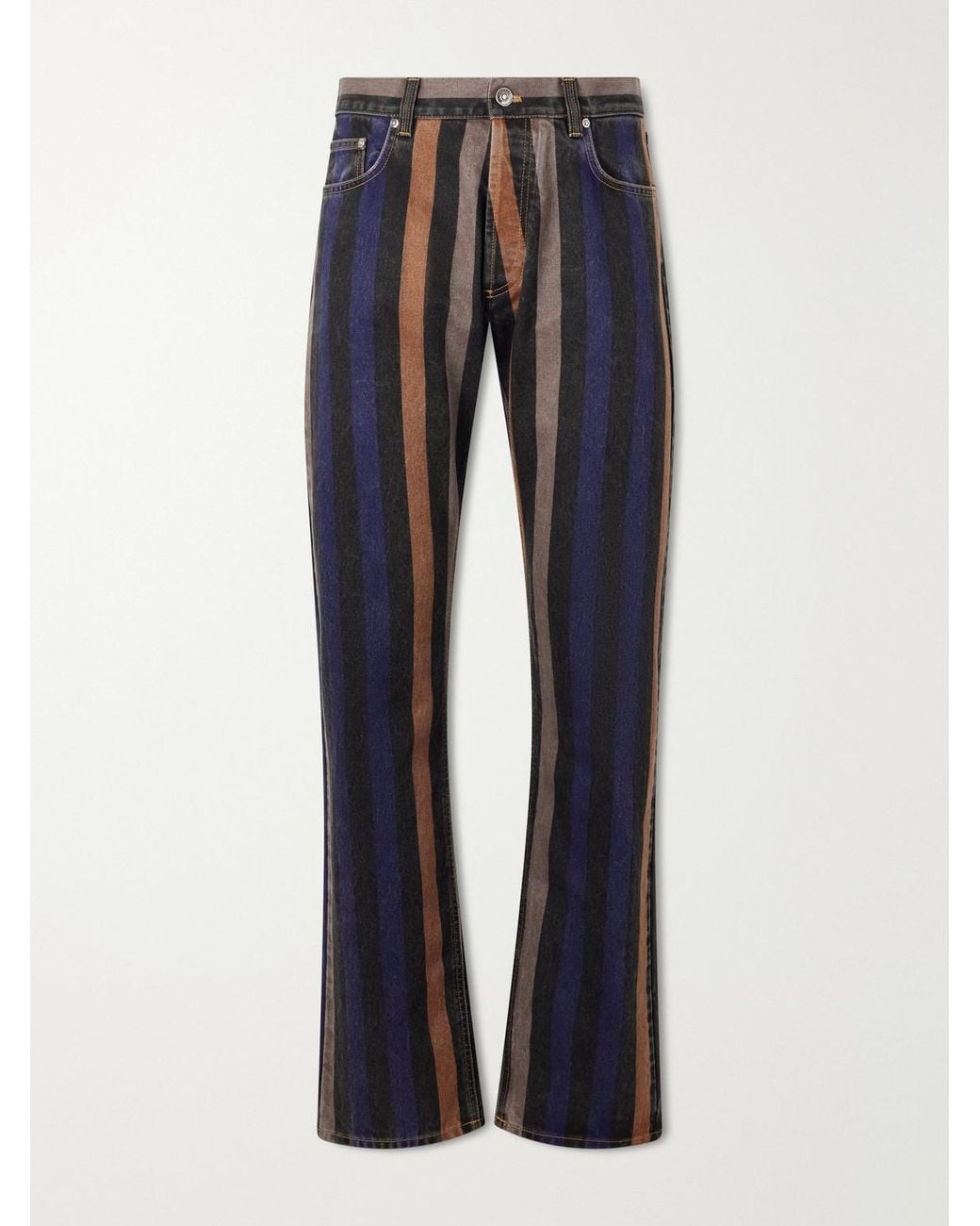 Versace Blue Straight-leg Striped Jeans for men