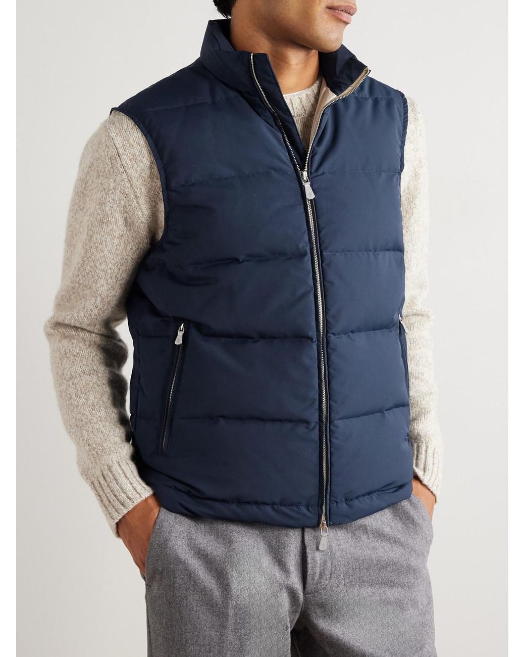 Eleventy Blue Quilted Tech Wool-Blend Down Gilet for men