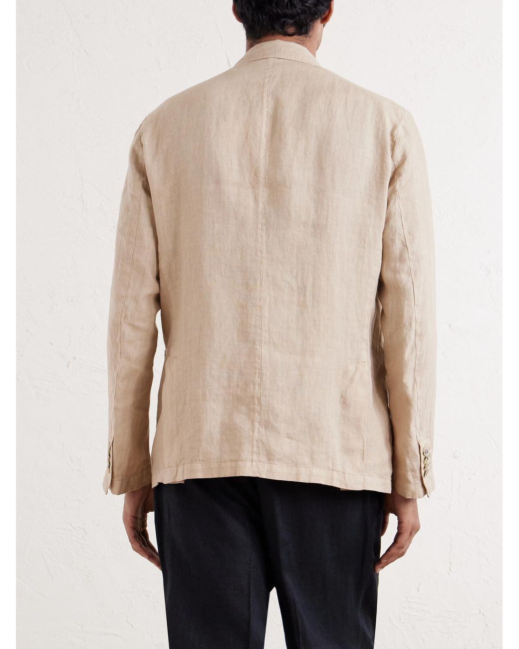Altea Natural Aaron Garment-dyed Linen Blazer for men