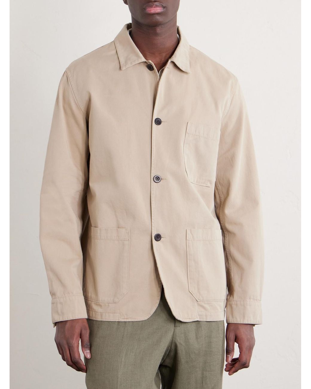 Portuguese Flannel Natural Cotton-Twill Chore Jacket for men