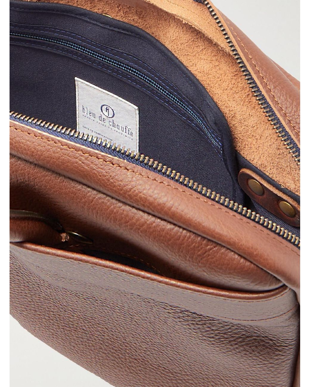 Bleu De Chauffe Brown Full-Grain Leather Briefcase for men