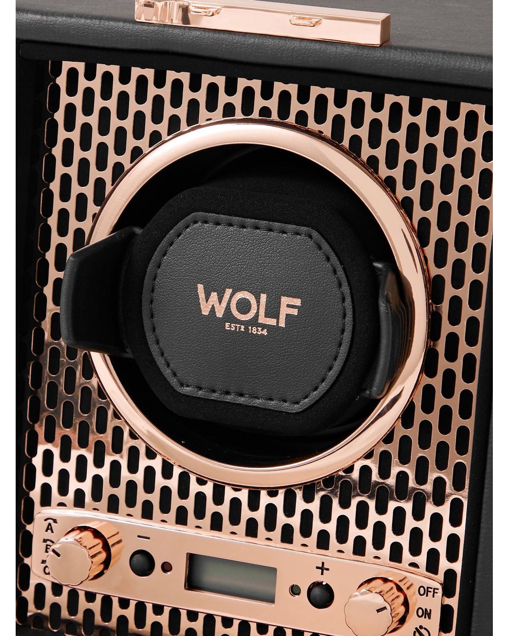 Wolf Black Axis Vegan Leather Single Watch Winder for men