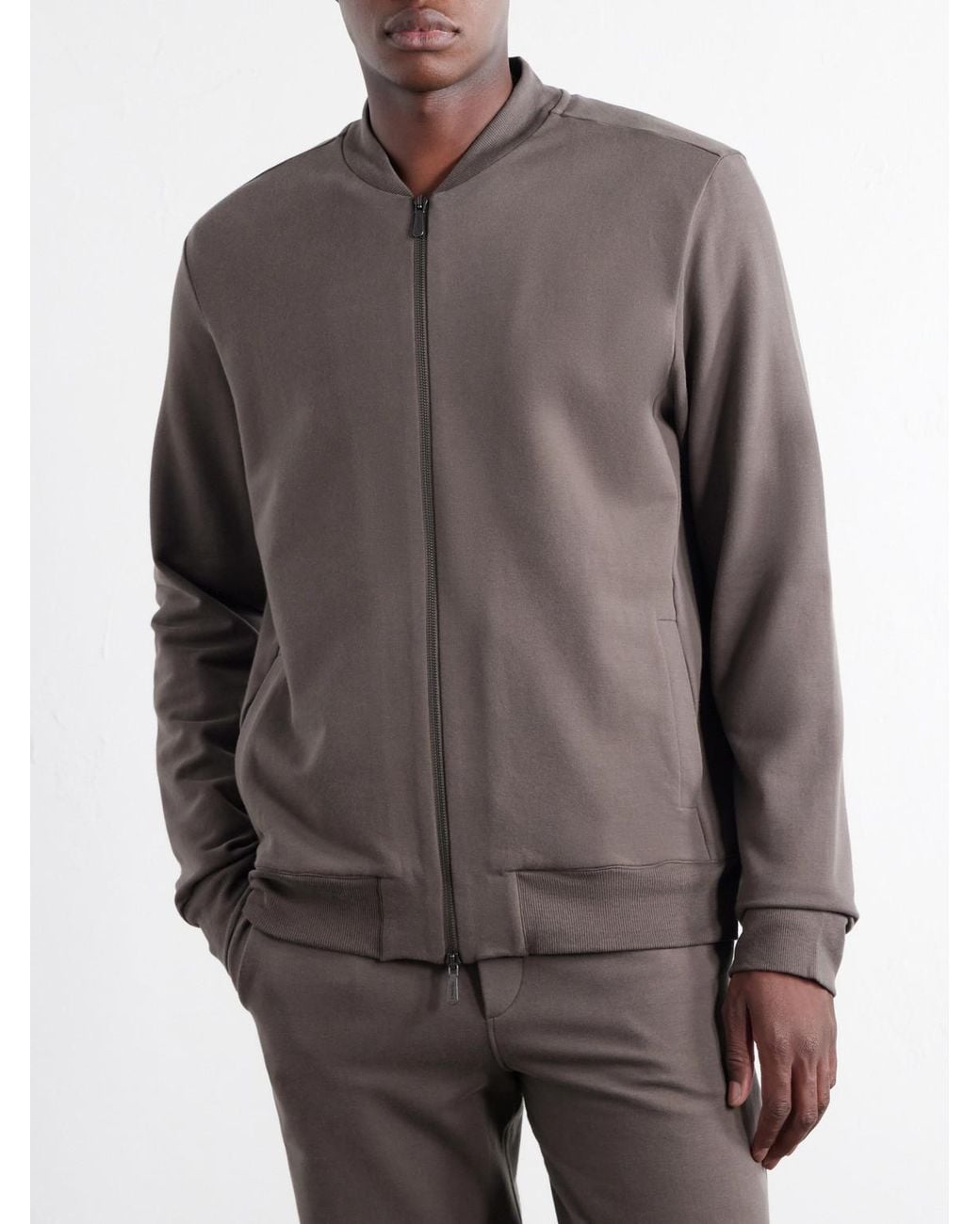 Zimmerli of Switzerland Gray Cotton-Blend Jersey Zip-Up Overshirt for men