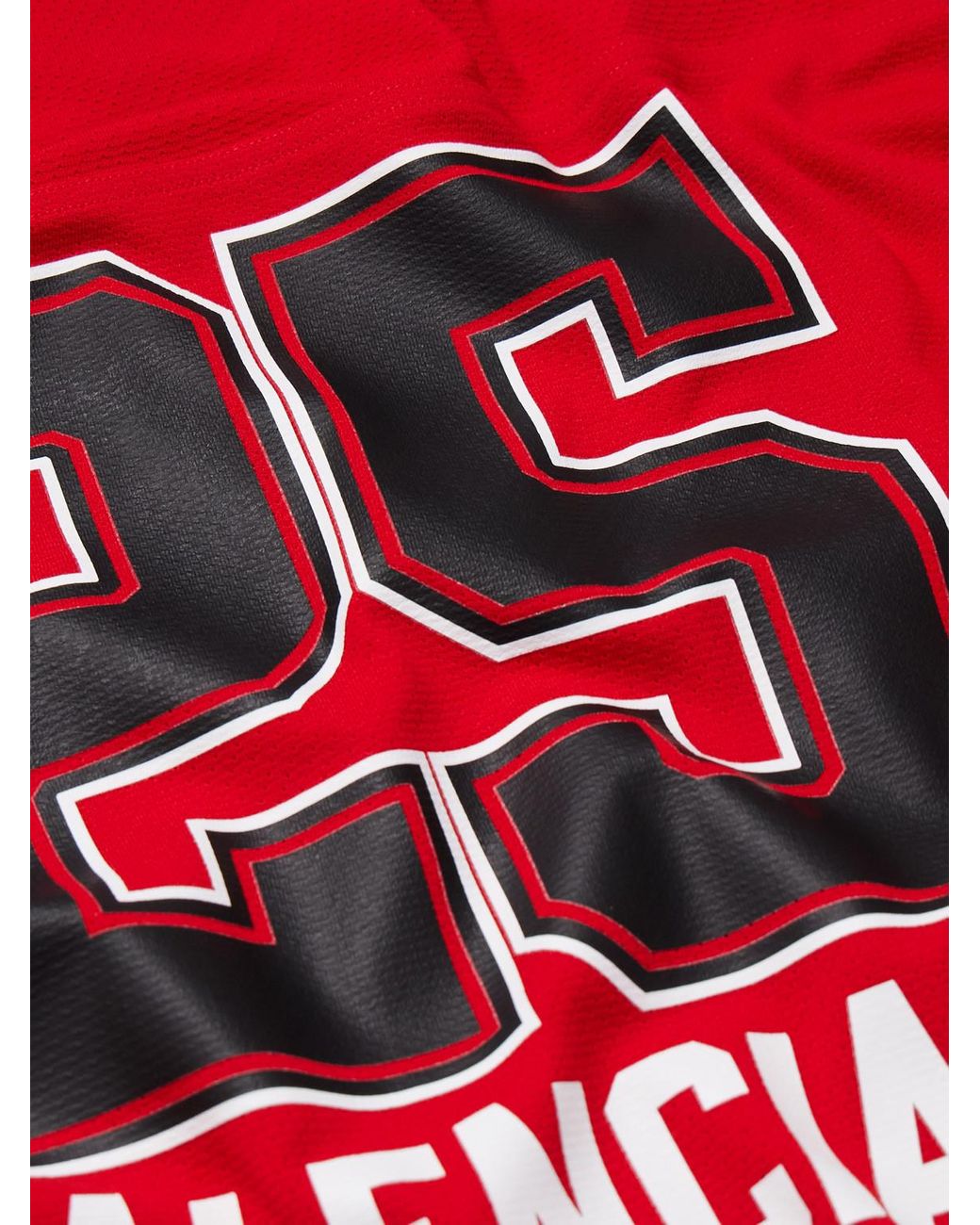 Balenciaga Red American Football Oversized Printed Piqué T-Shirt for men