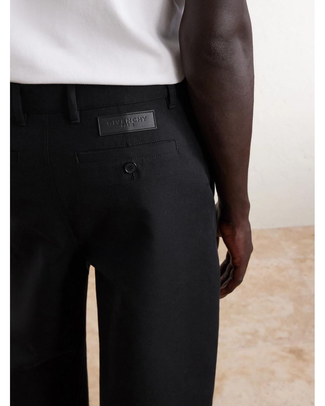 Givenchy Black Straight-Leg Cotton-Twill Trousers for men