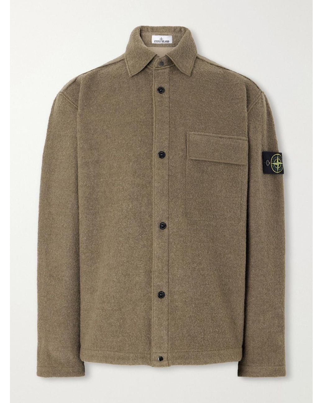 Stone Island Green Micro Bouclé Overshirt for men
