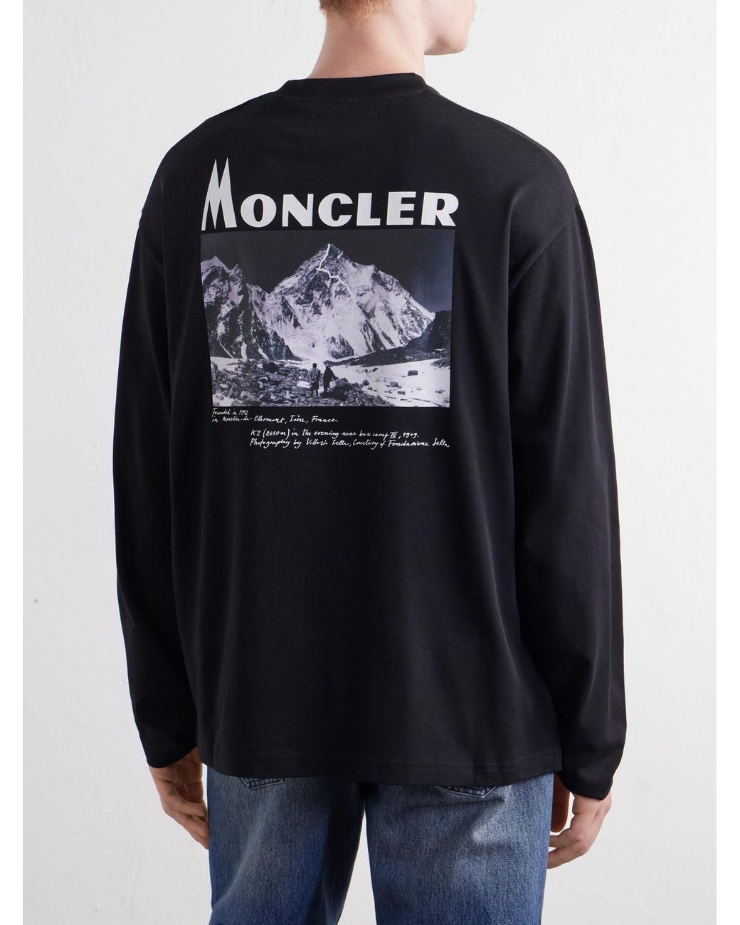 Moncler Black Logo-Detailed Cotton-Jersey T-Shirt for men