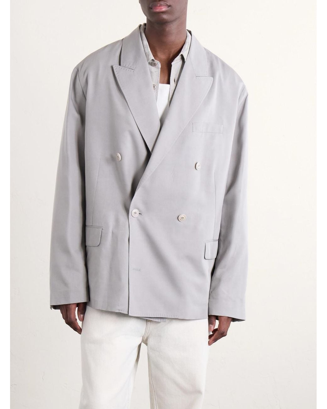 Our Legacy Blue Halt Double-breasted Lyocell Blazer for men