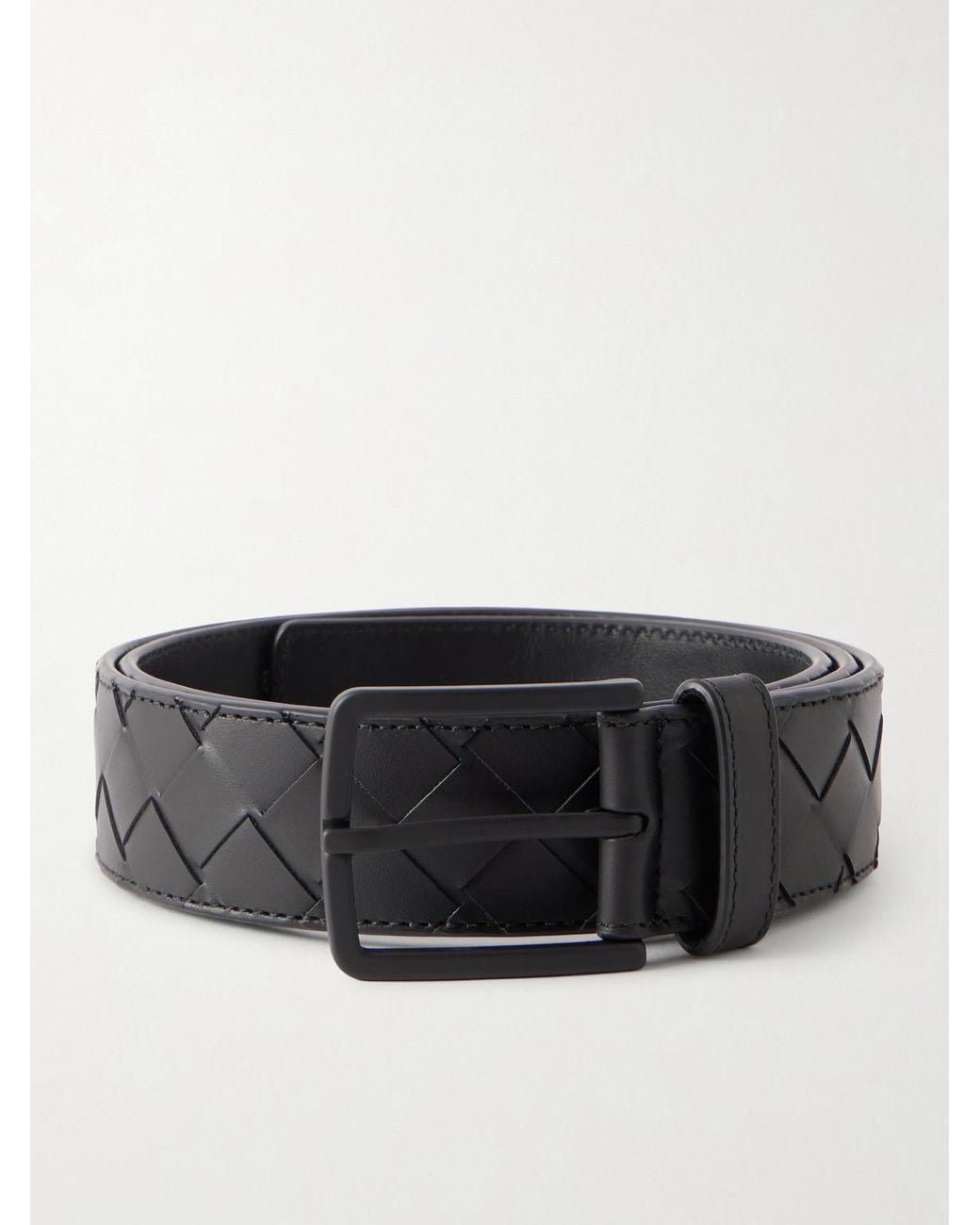 Bottega Veneta Black 3.5Cm Intrecciato Leather Belt for men