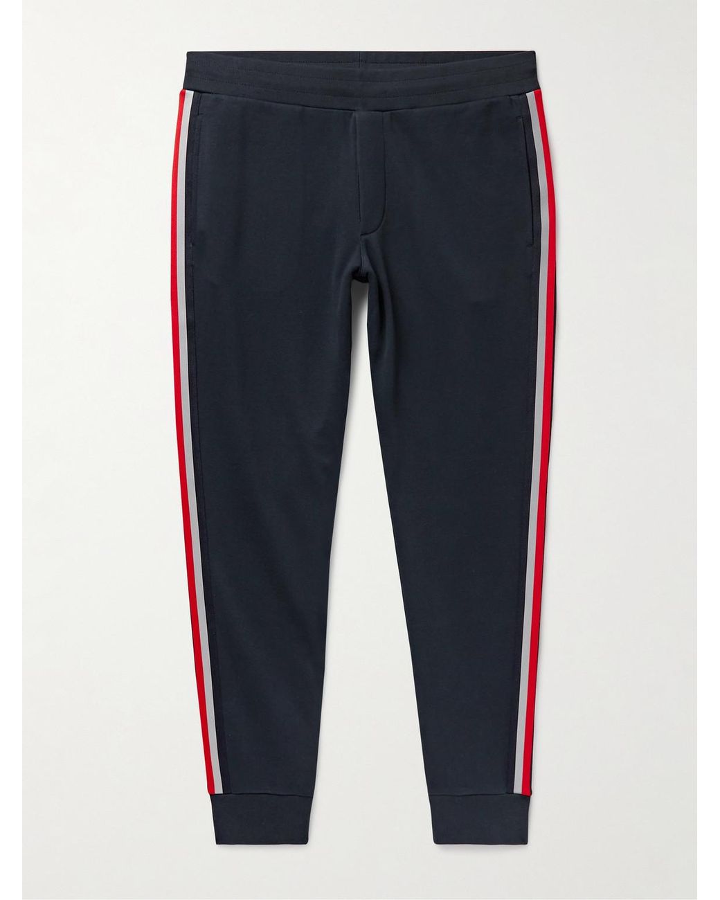 Moncler Blue Tapered Striped Cotton-Jersey Sweatpants for men