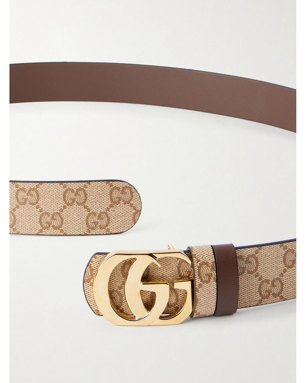 Gucci Natural Gg Marmont 3.5Cm Monogrammed Coated Canvas And Leather Belt for men