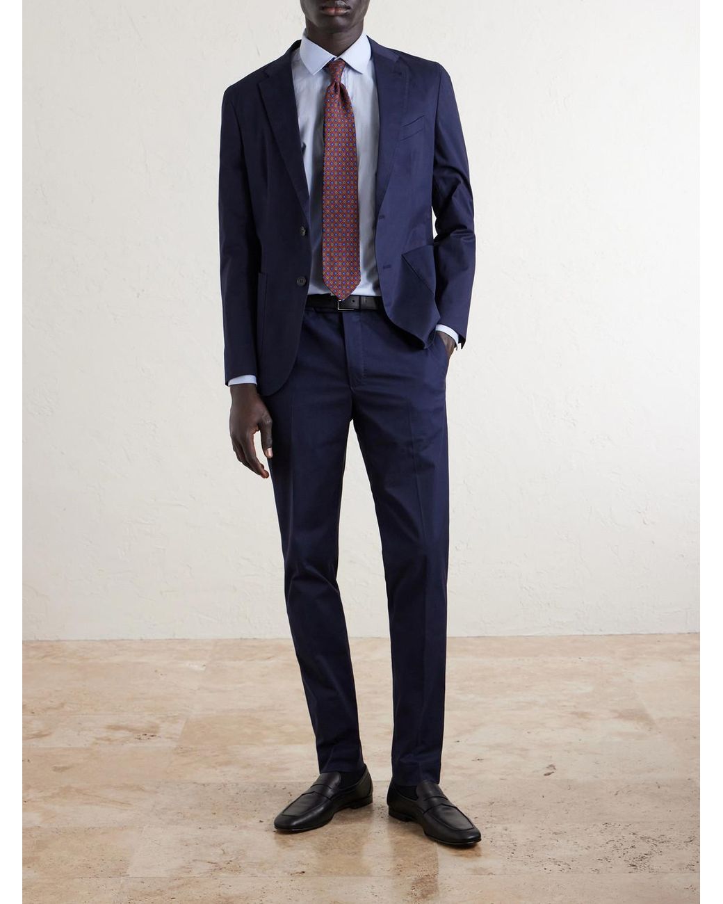 Slowear Blue Tapered Stretch-Cotton Trousers for men