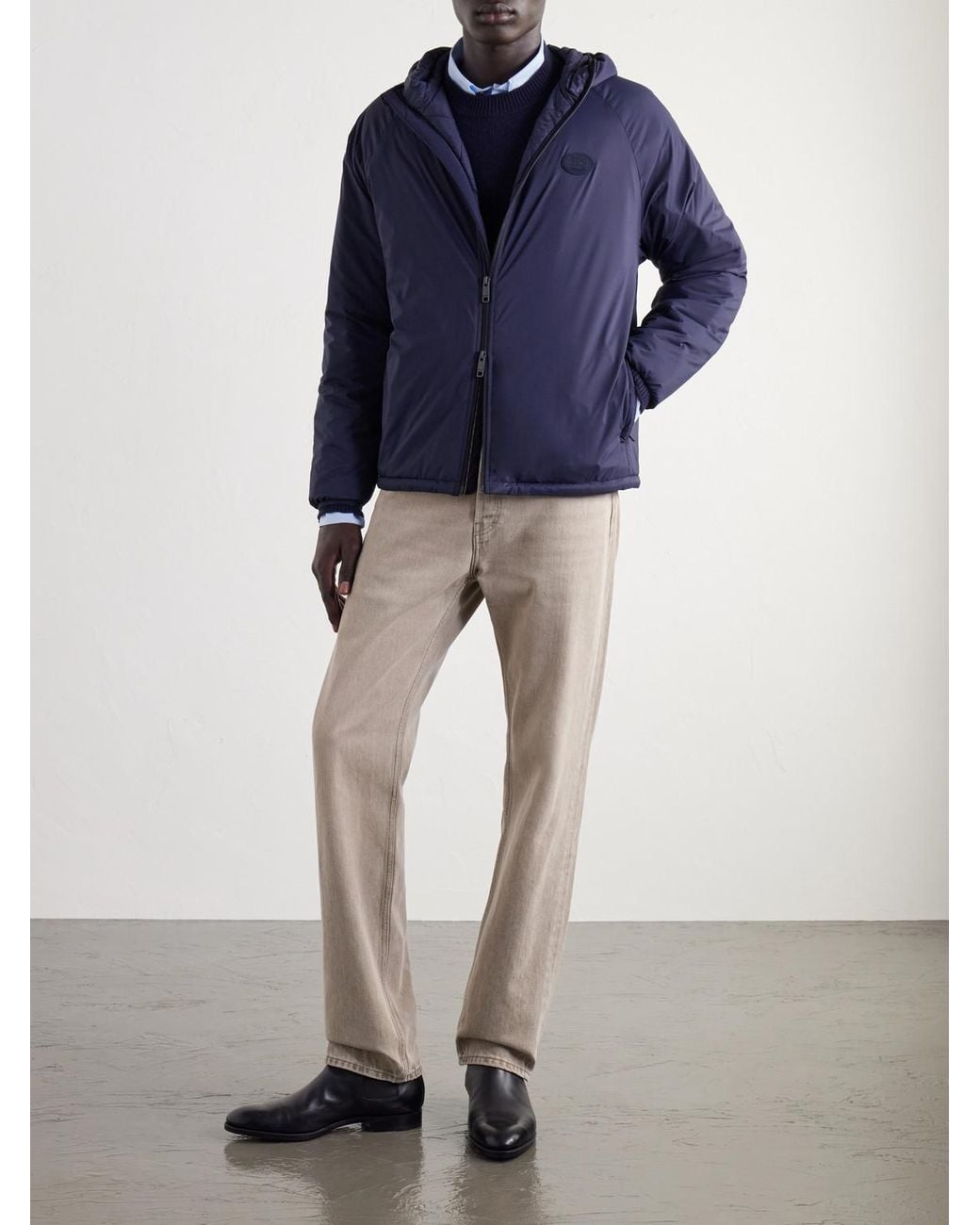 Burberry Blue Logo-Appliquéd Shell Hooded Jacket for men