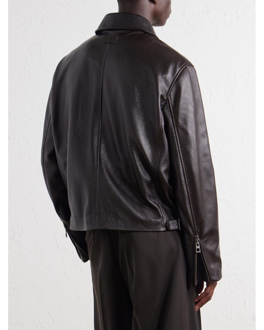Loewe Black Full-Grained Leather Jacket for men