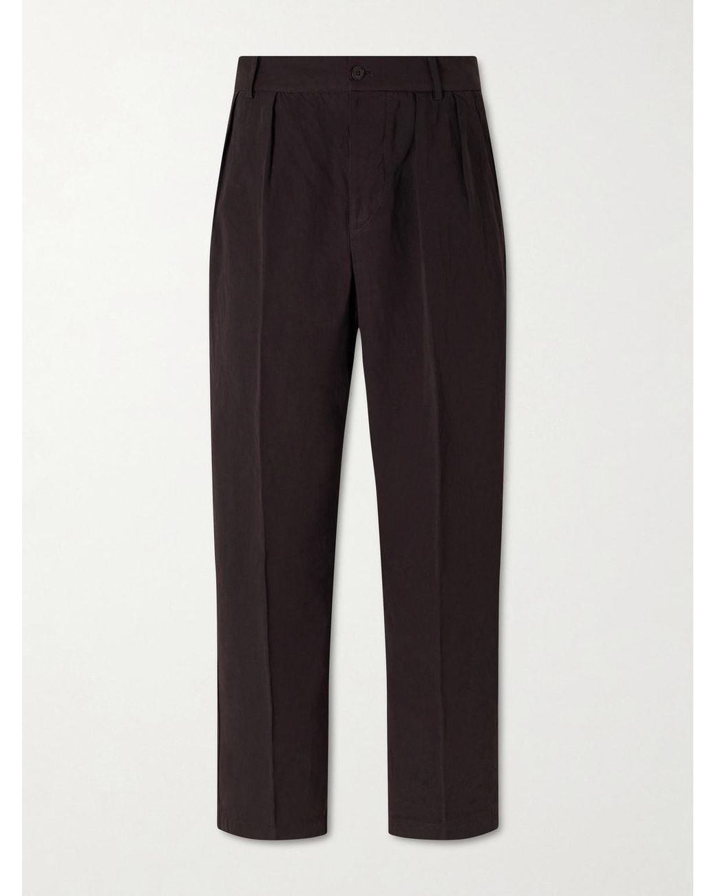 Kaptain Sunshine Black Straight-Leg Cotton And Linen-Blend Trousers for men