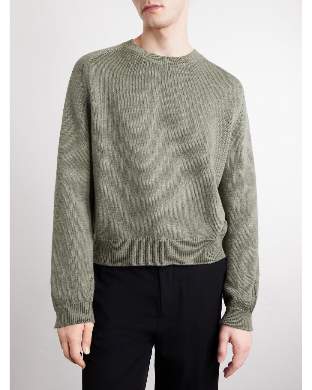 Our Legacy Green Knitted Cotton Sweater for men