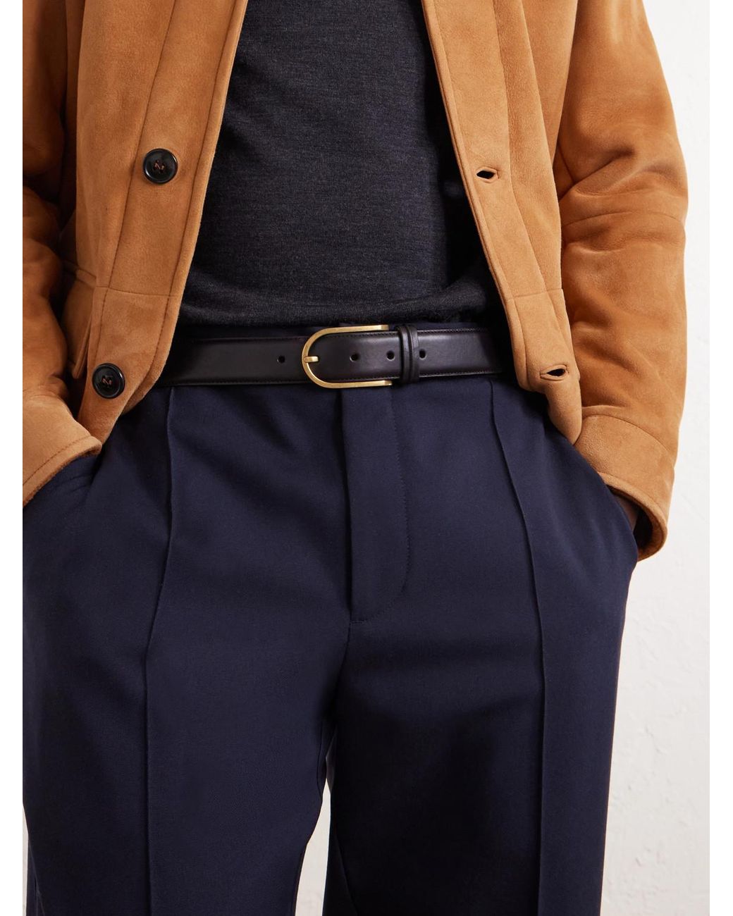 Zegna Brown 3.2Cm Leather Belt for men