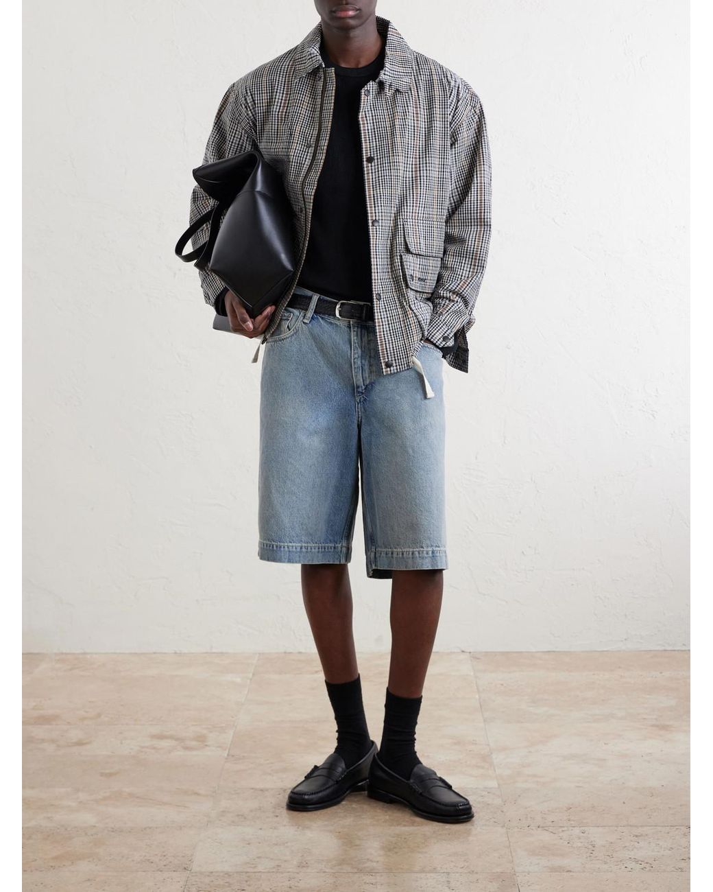 Rag & Bone Blue Wide-Leg Denim Shorts for men