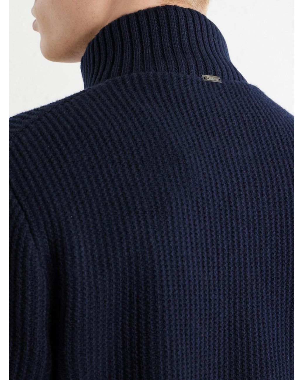 Herno Blue Wool Zip-up Cardigan for men
